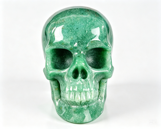 3.0"Natural Green Aventurine Crystal Skull Spiritual Prosperity Ornament