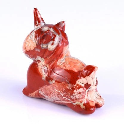 2.75"Natural Red Carnelian Hand Carved Cute Unicorn Crystal Figurine Vitality Energy Spiritual Decor