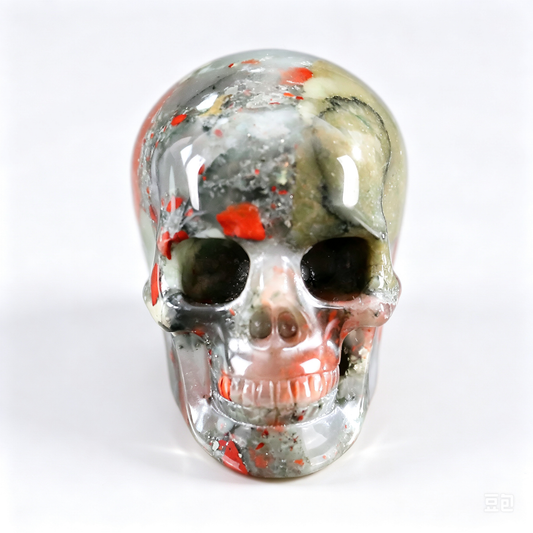 2.2"Natural African Bloodstone Crystal Skull Spiritual Calming Ornament