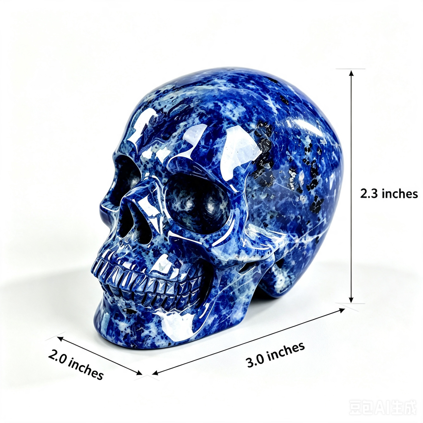 3.0"Natural Sodalite Crystal Skull Spiritual Truth & Calming Ornament