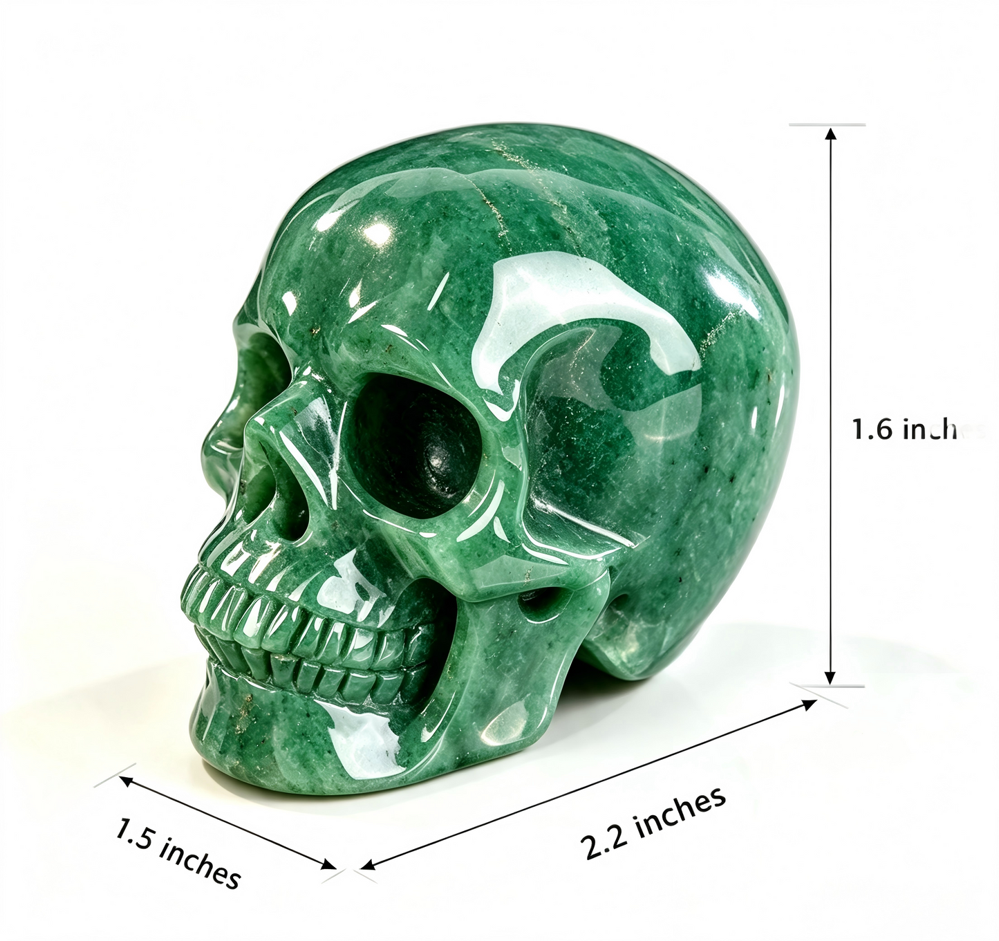 2.2"Natural Green Aventurine Crystal Skull Spiritual Prosperity Ornament