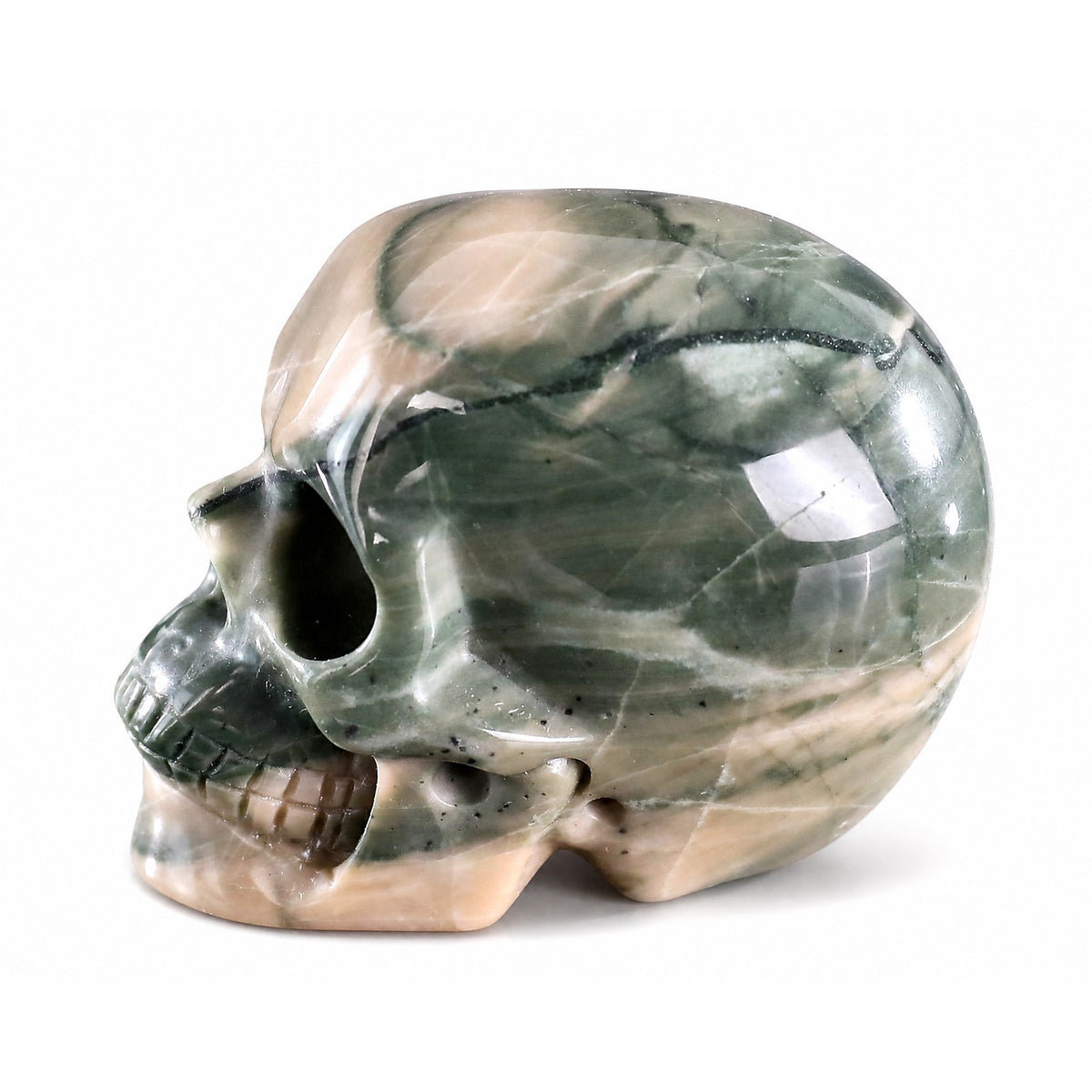 Nine Dragon Jade crystal skull left side