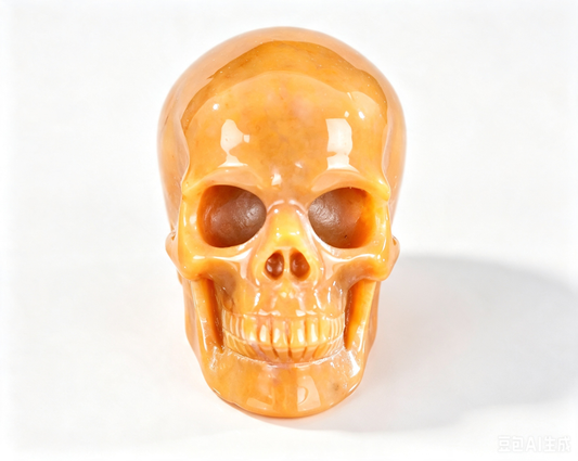 4.5"Natural Yellow Chalcedony Crystal Skull Spiritual Optimism Ornament