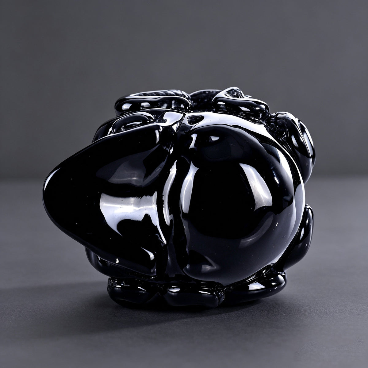3"Black Obsidian Crystal Skull and Octopus