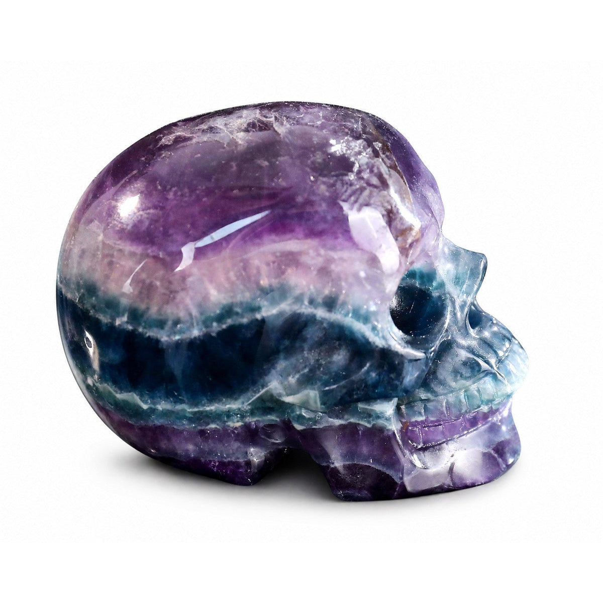 Fluorite crystal skull right side