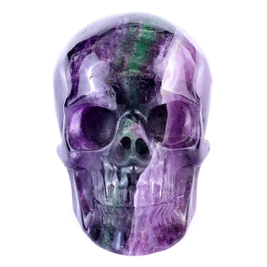 Fluorite crystal skull front
