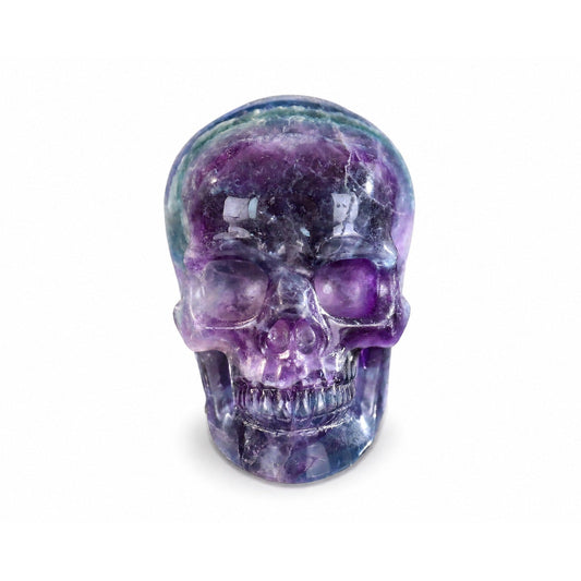 Fluorite crystal skull front