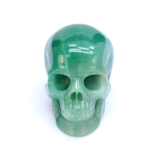 4.5 Inch Green Aventurine Crystal Skull front view