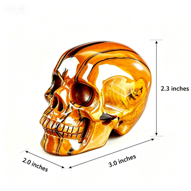 3.0" Natural Tiger's Eye Crystal Skull Courage Protection Ornament
