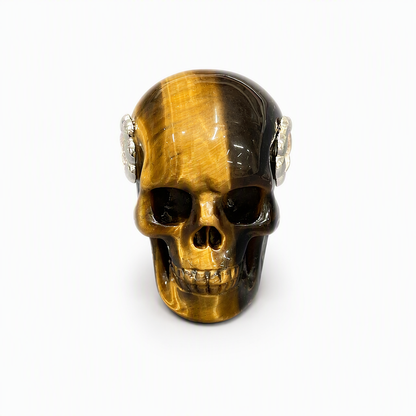 1.0" Tiger's Eye Crystal Skull Necklace - Front View
