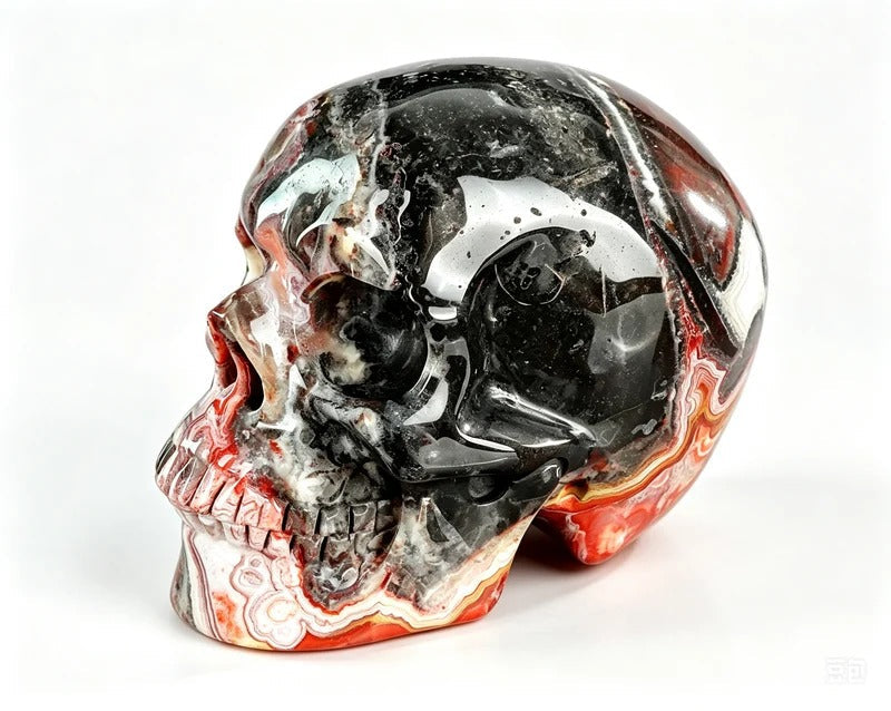 3.0 Inch Red Crazy Lace Agate Crystal Skull back view