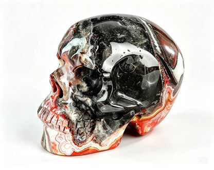 3.0 Inch Red Crazy Lace Agate Crystal Skull back view