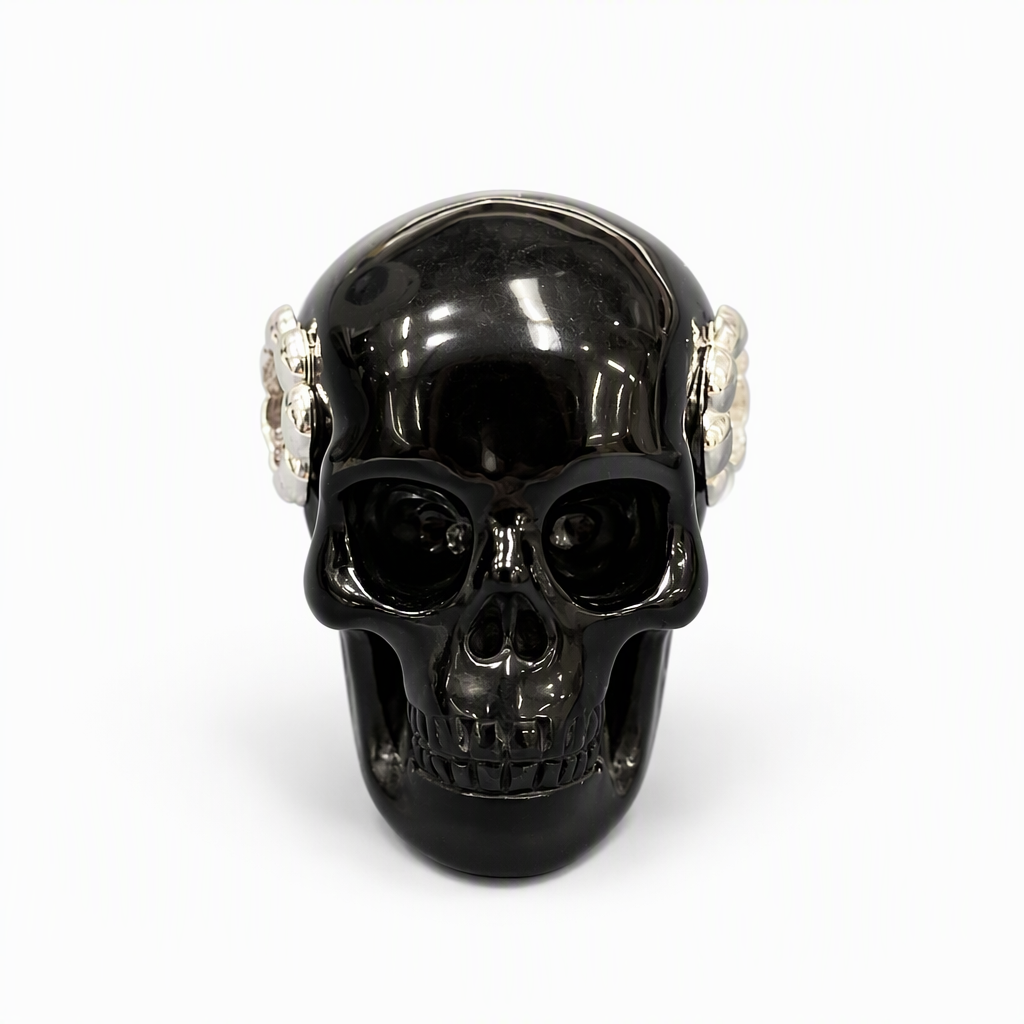 1.0" Black Obsidian Crystal Skull Necklace - Three Quarter Angle