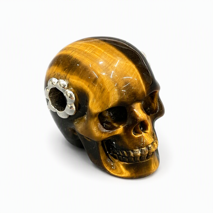 1.0" Tiger's Eye Crystal Skull Necklace - Three Quarter Angle