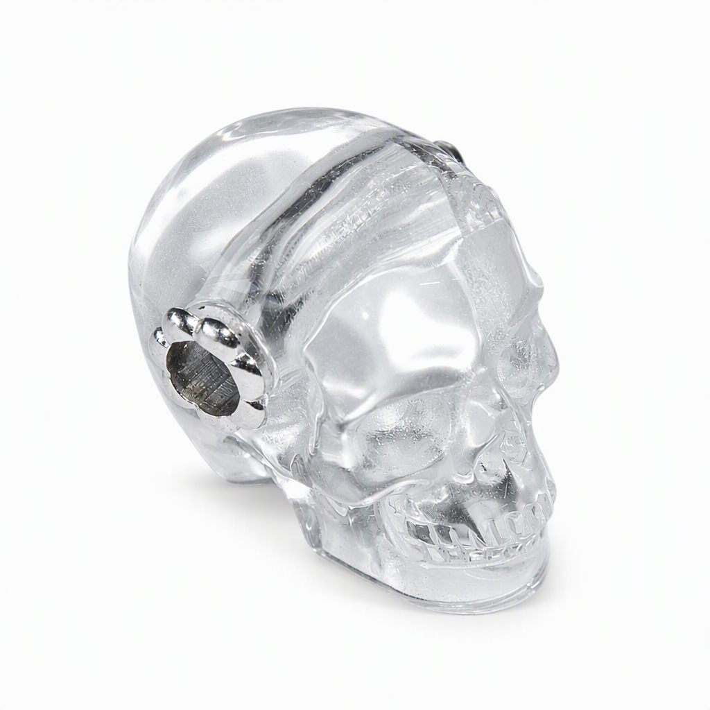 1.0" Clear Quartz Crystal Skull Necklace - Three Quarter Angle