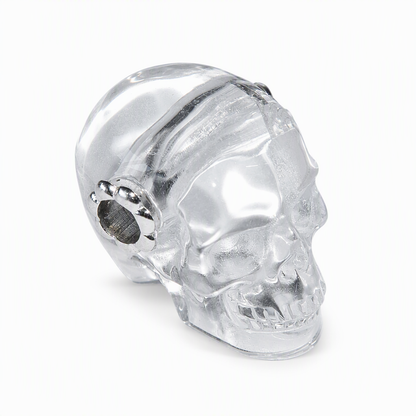1.0" Clear Quartz Crystal Skull Necklace - Three Quarter Angle