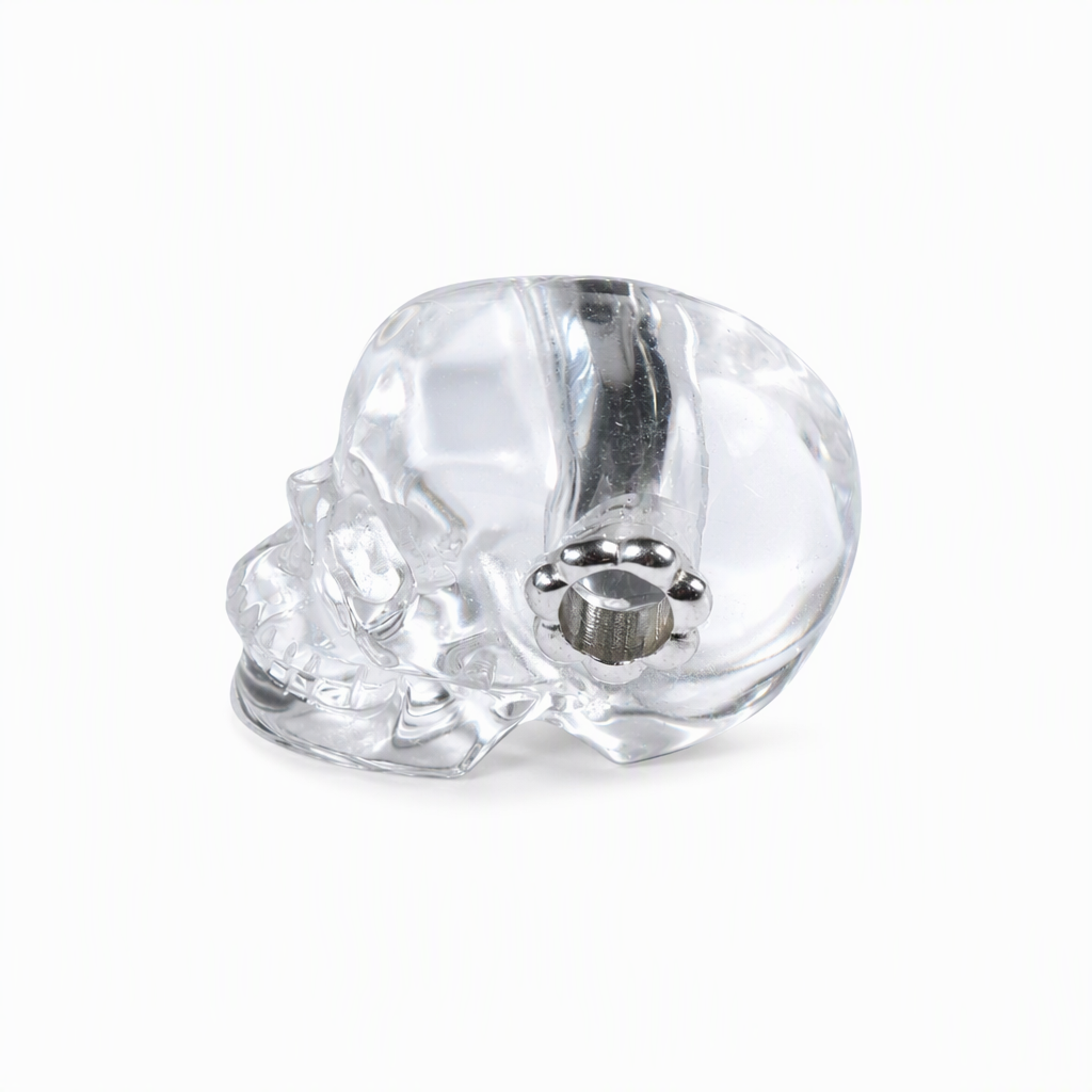 1.0" Clear Quartz Crystal Skull Necklace - Left Three Quarter Angle