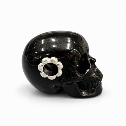 1.0" Black Obsidian Crystal Skull Necklace - Right Side Profile