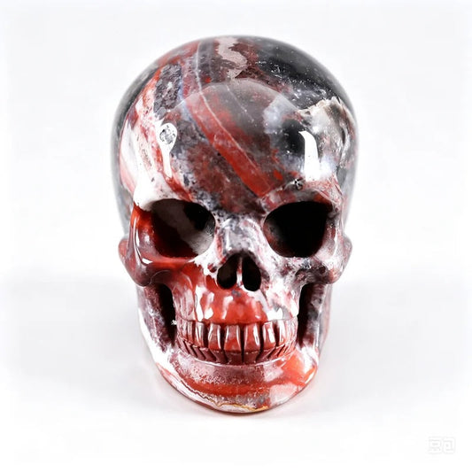 2.2 Inch Red Crazy Lace Agate Crystal Skull front view