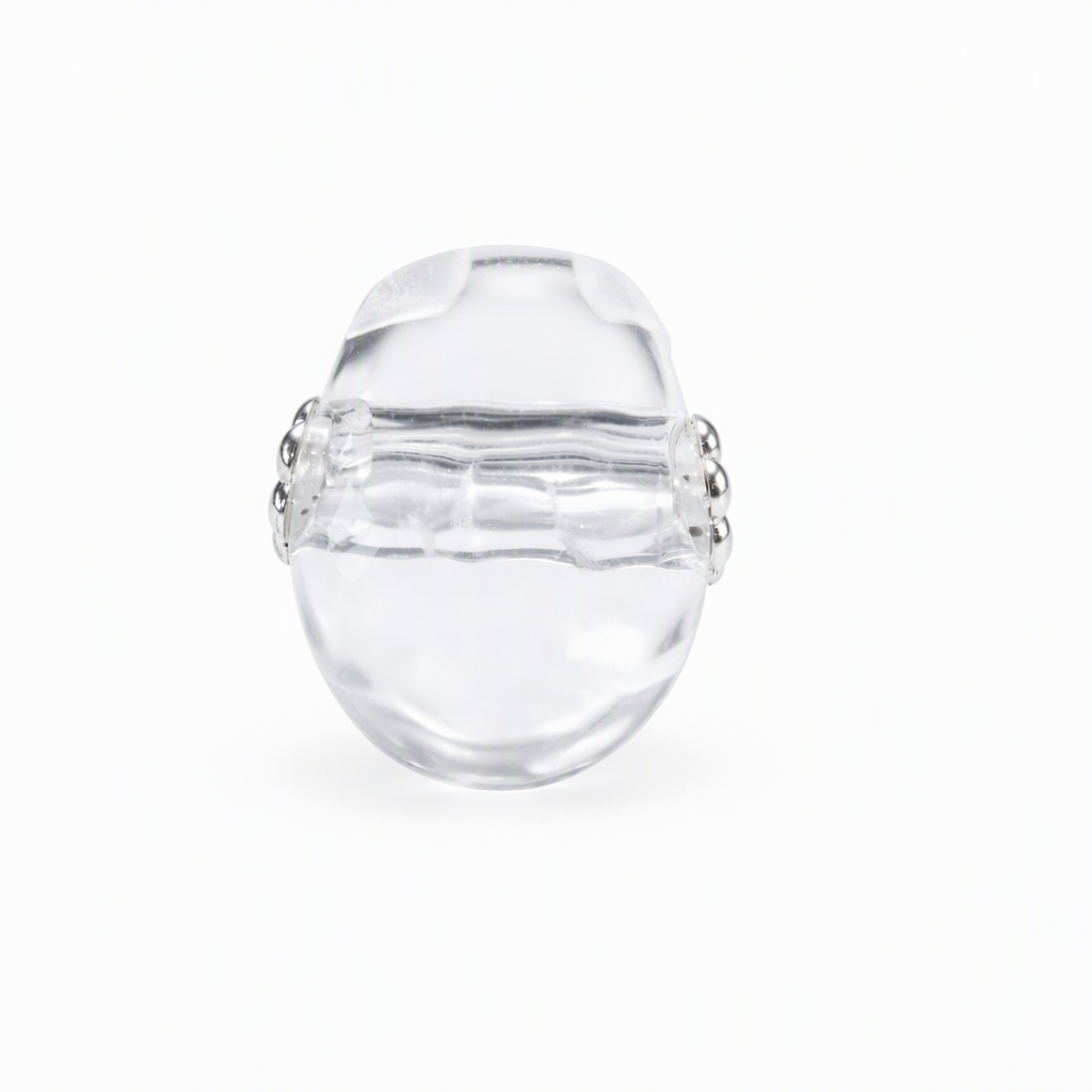 1.0" Clear Quartz Crystal Skull Necklace - Left Side Profile