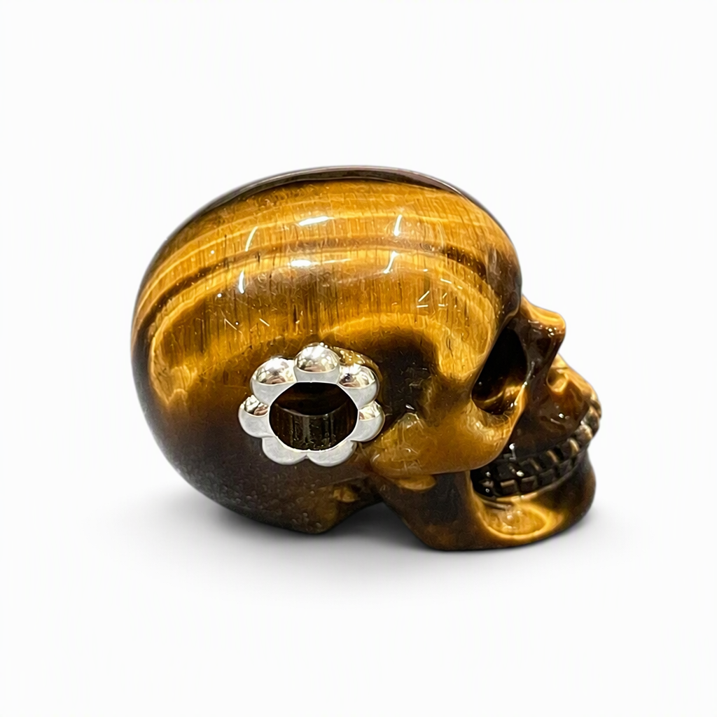 1.0" Tiger's Eye Crystal Skull Necklace - Back View