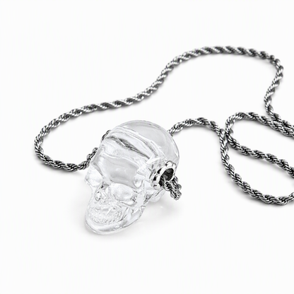 1.0" Clear Quartz Crystal Skull Necklace
