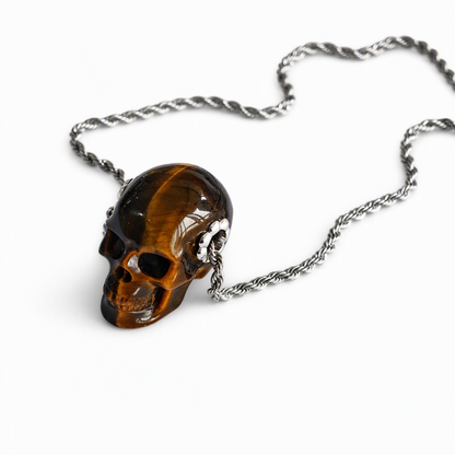 1.0" Tiger's Eye Crystal Skull Necklace