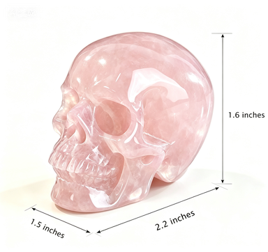 2.2" Natural Rose Quartz Crystal Skull Love Healing Ornament