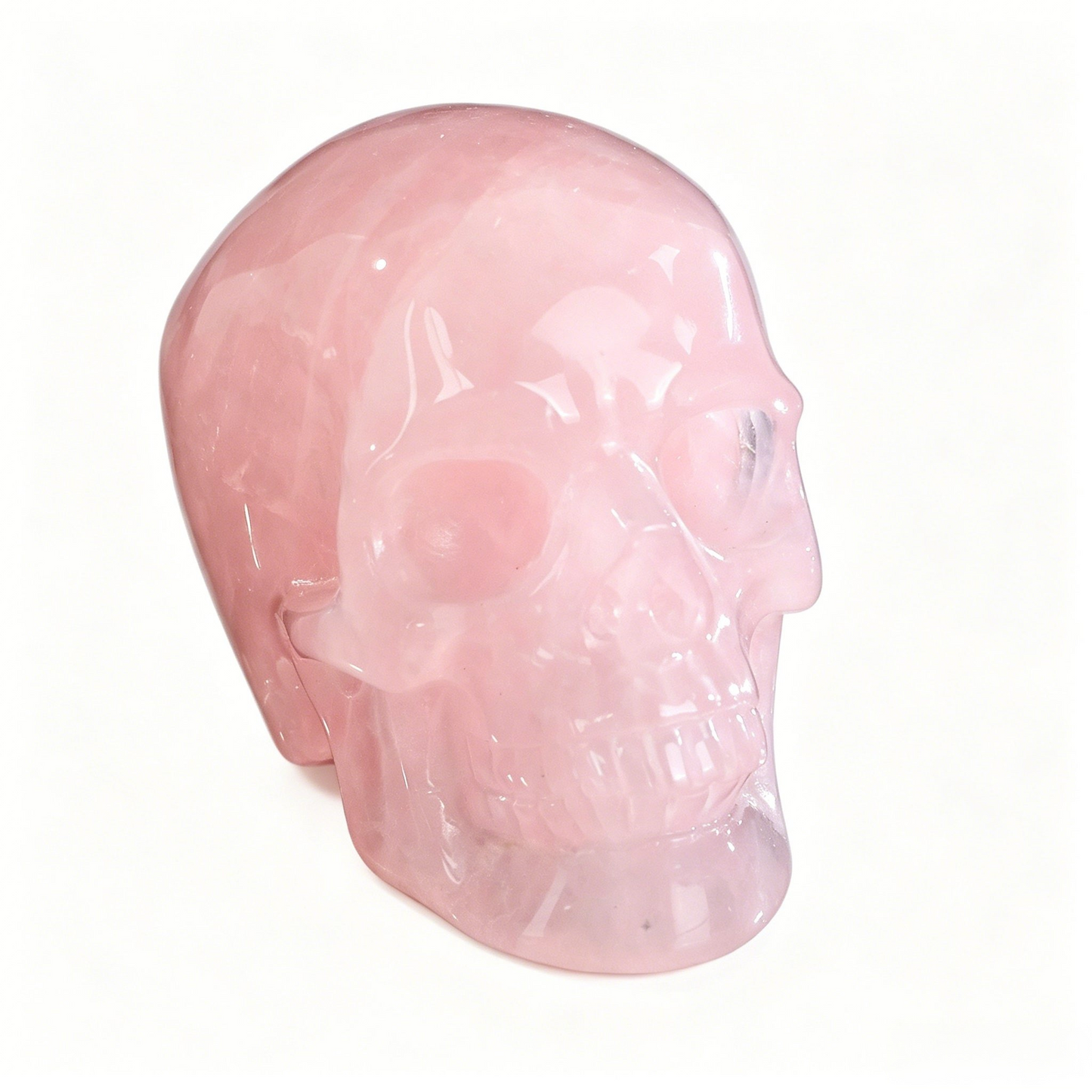 2.2" Natural Rose Quartz Crystal Skull Love Healing Ornament