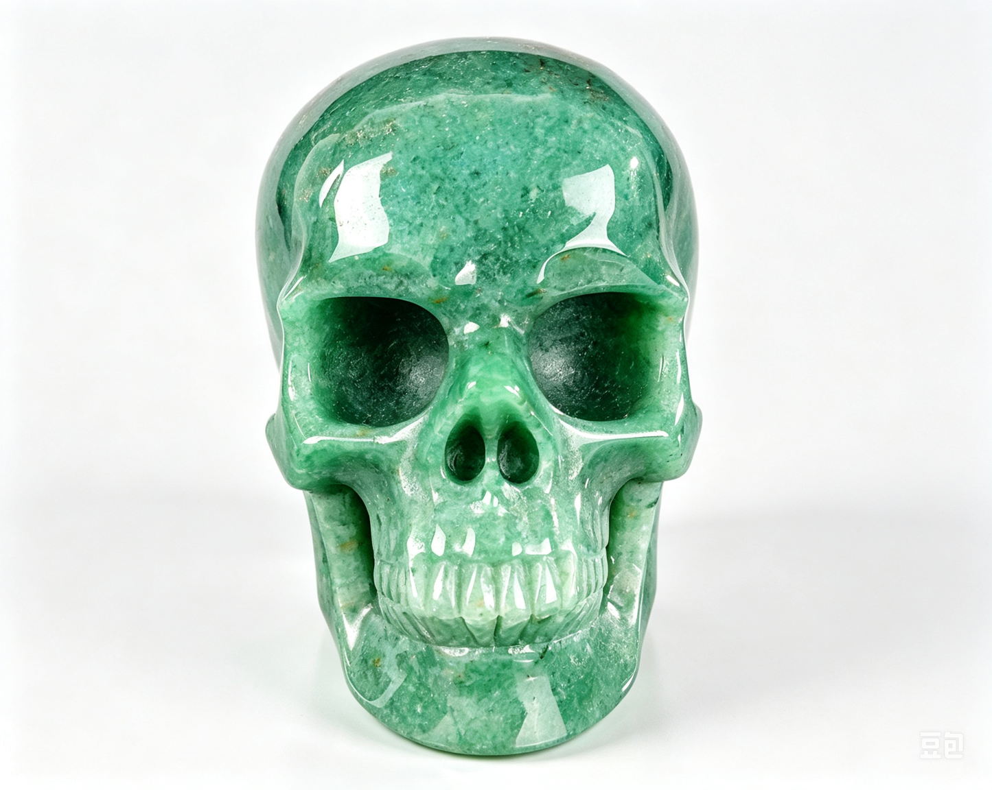 3.0"Natural Green Aventurine Crystal Skull Spiritual Prosperity Ornament