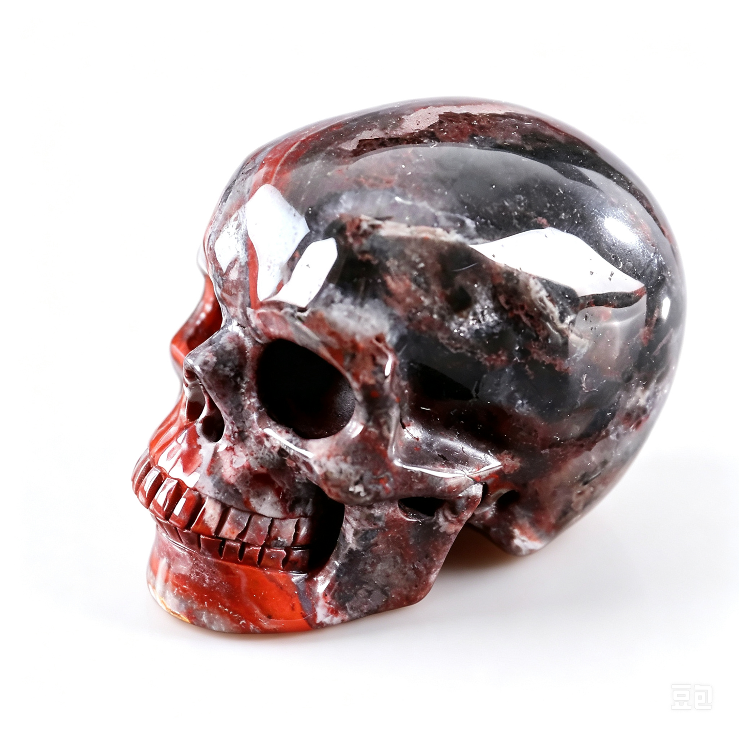 2.2"Natural Red Lace Agate Crystal Skull Spiritual Emotional Balance Ornament