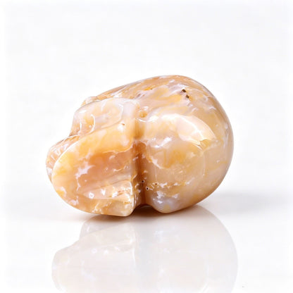 4.5" Yellow Chalcedony Crystal Skull - Low Angle Side View