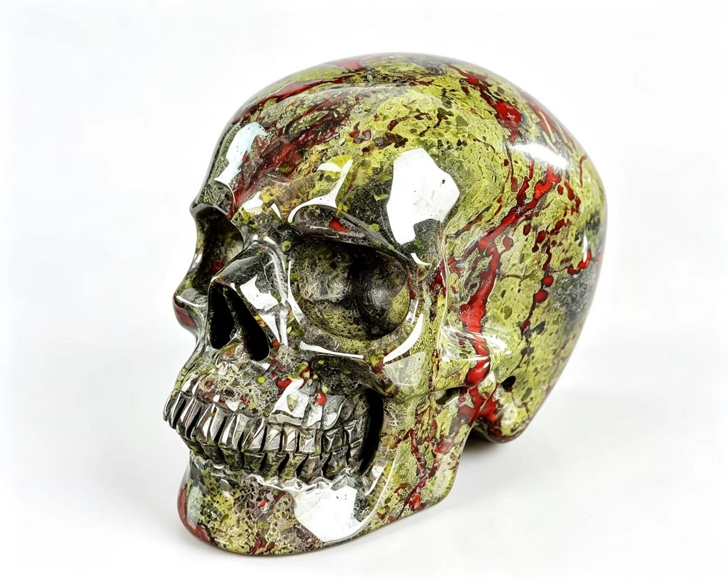 2.2" Natural Dragon Blood Jasper Crystal Skull Grounding Protection Ornament