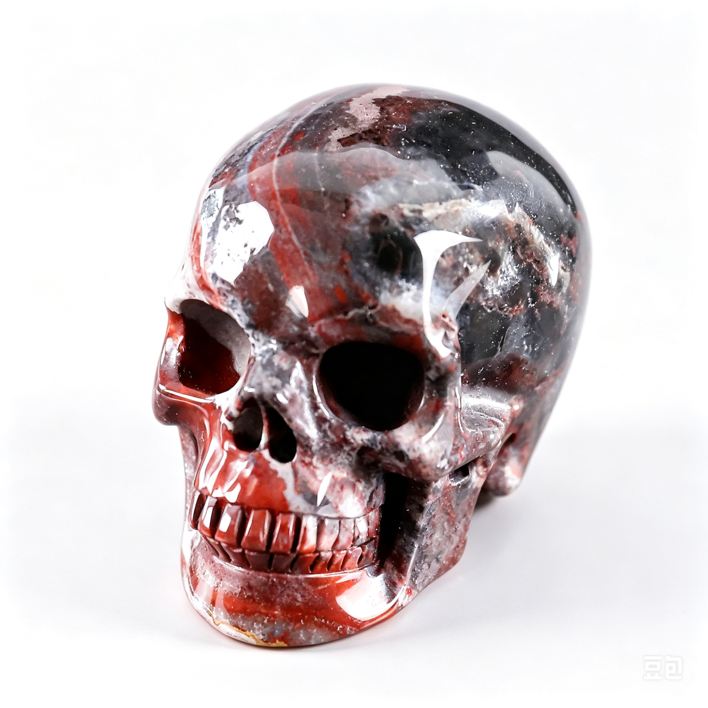 2.2"Natural Red Lace Agate Crystal Skull Spiritual Emotional Balance Ornament