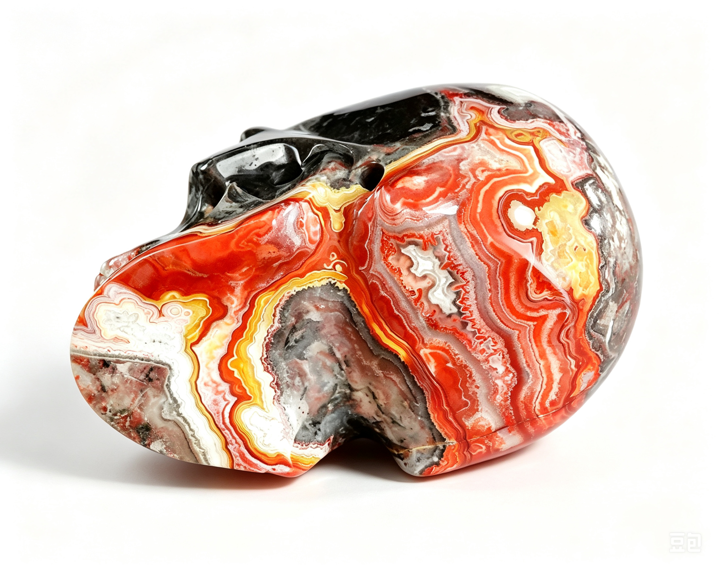 3.0"Natural Red Lace Agate Crystal Skull Spiritual Emotional Balance Ornament