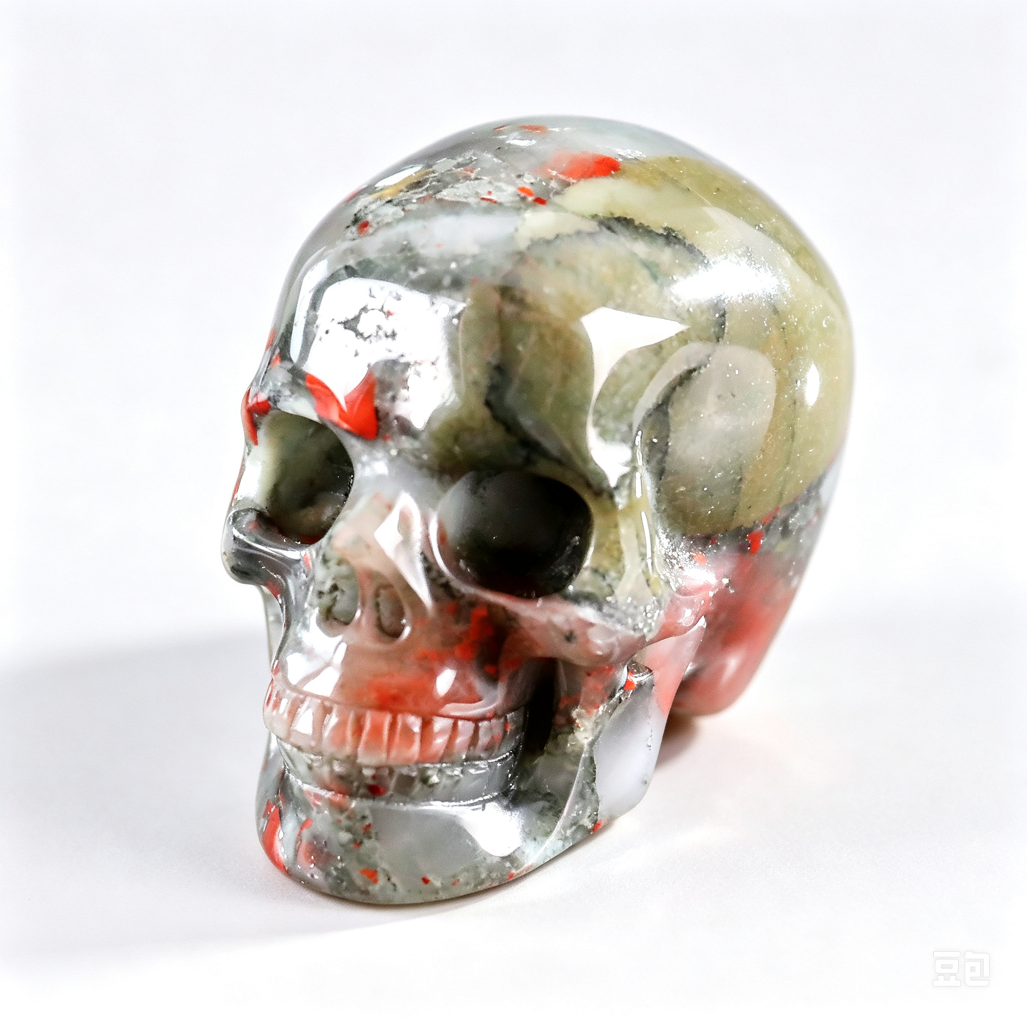 2.2"Natural African Bloodstone Crystal Skull Spiritual Calming Ornament