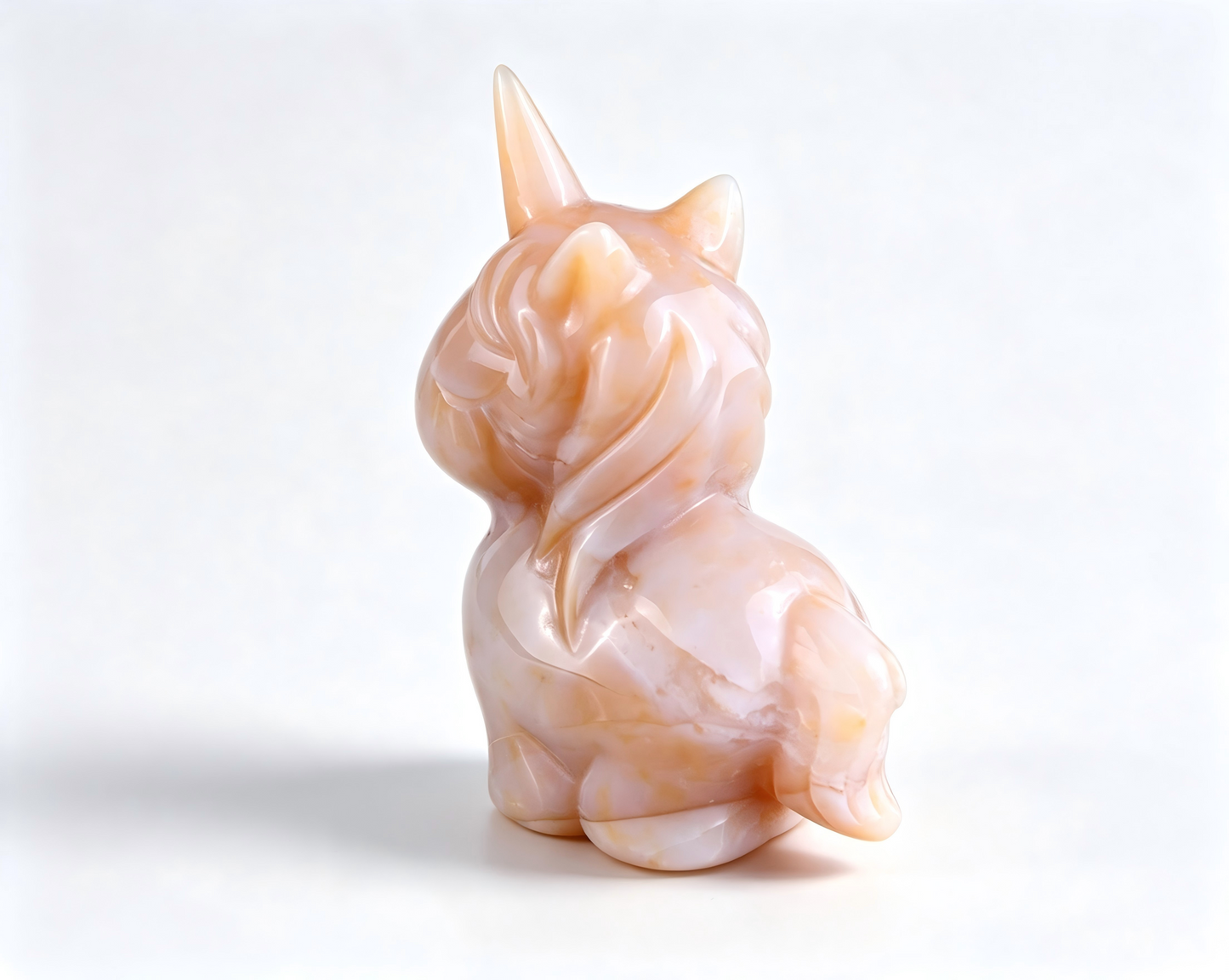 2.75"Natural Yellow Chalcedony Hand Carved Cute Unicorn Crystal Figurine Solar Energy Spiritual Home Decor