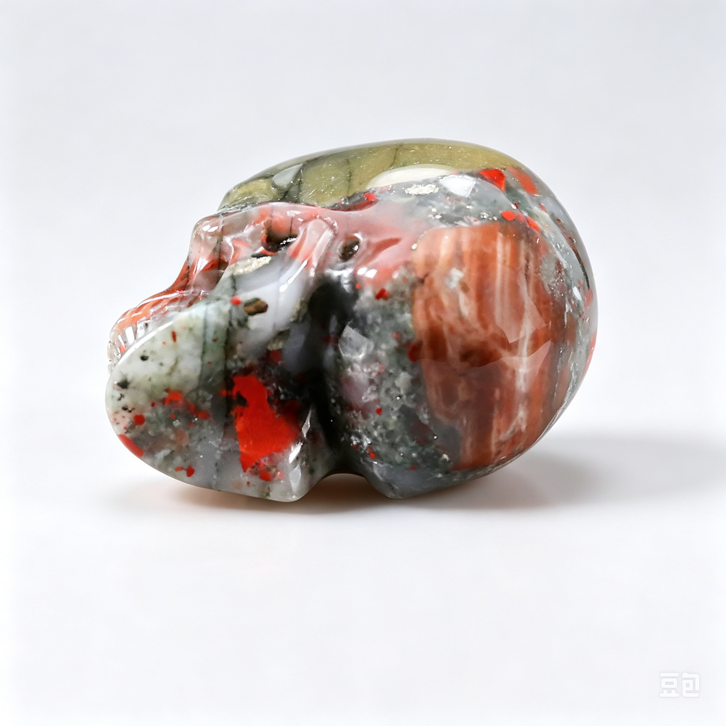 2.2"Natural African Bloodstone Crystal Skull Spiritual Calming Ornament