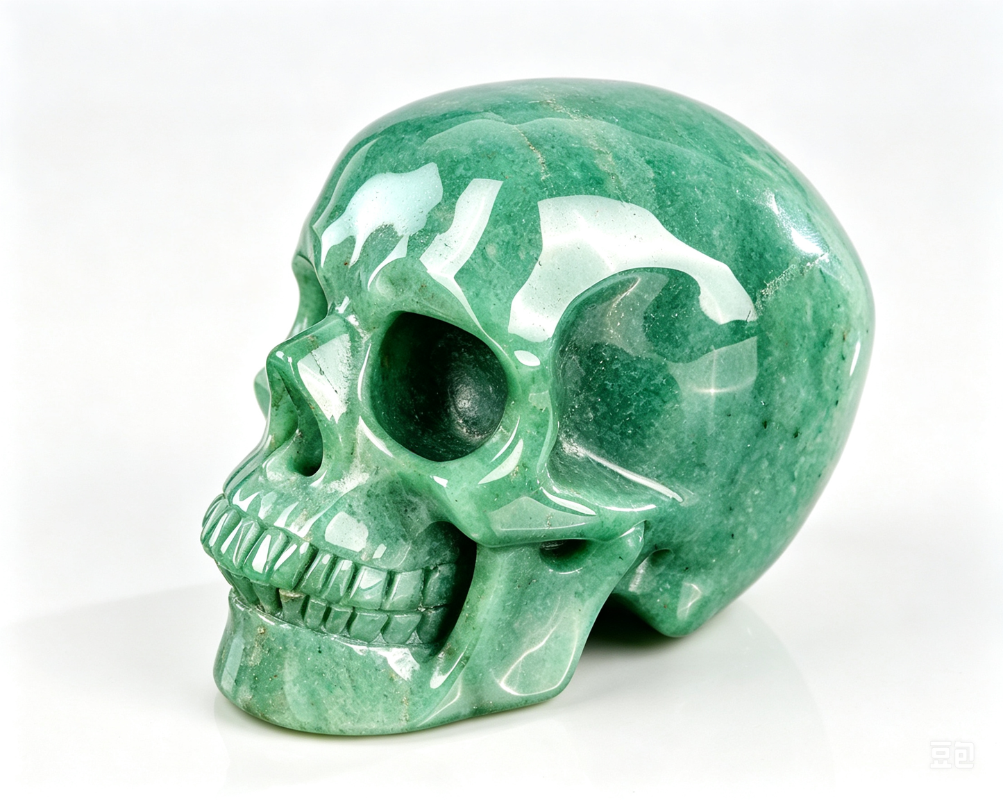 2.2"Natural Green Aventurine Crystal Skull Spiritual Prosperity Ornament