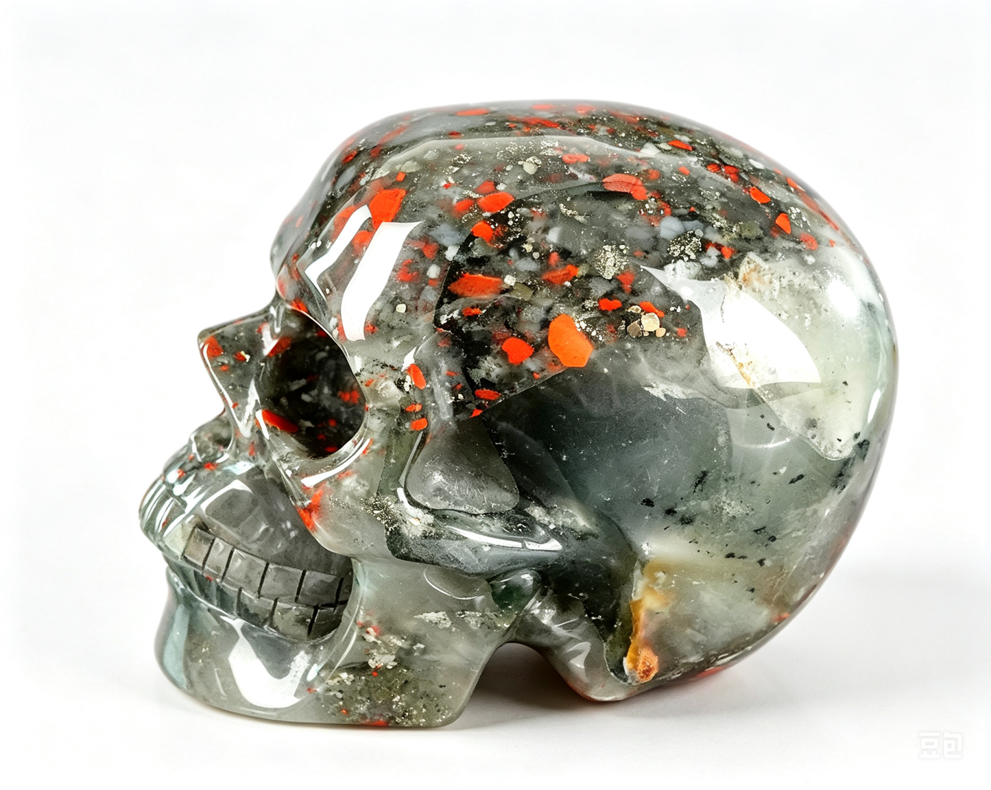 3.0"Natural African Bloodstone Crystal Skull Spiritual Calming Ornament