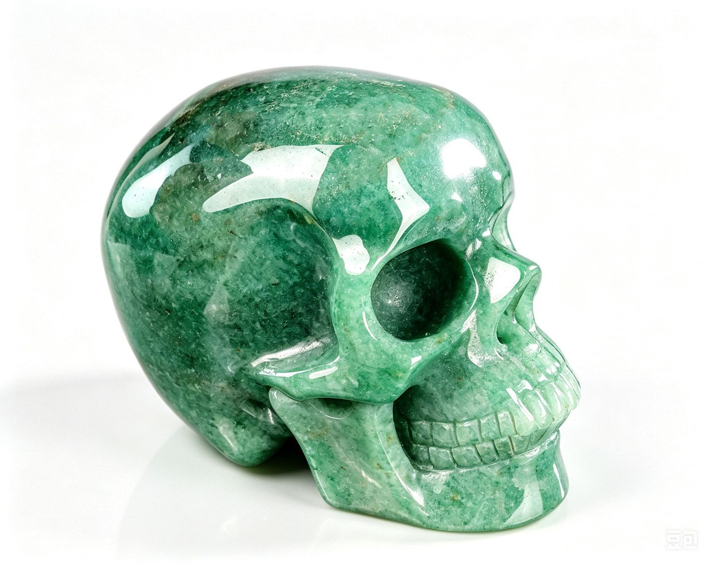 3.0"Natural Green Aventurine Crystal Skull Spiritual Prosperity Ornament