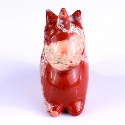 2.75"Natural Red Carnelian Hand Carved Cute Unicorn Crystal Figurine Vitality Energy Spiritual Decor
