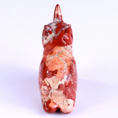 2.75"Natural Red Carnelian Hand Carved Cute Unicorn Crystal Figurine Vitality Energy Spiritual Decor