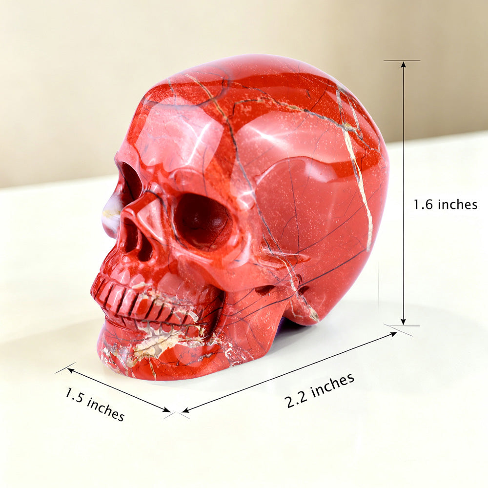 2.2" Natural Red Jasper Crystal Skull Root Chakra Healing Ornament