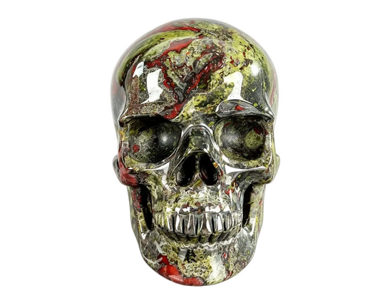 2.2" Natural Dragon Blood Jasper Crystal Skull Grounding Protection Ornament