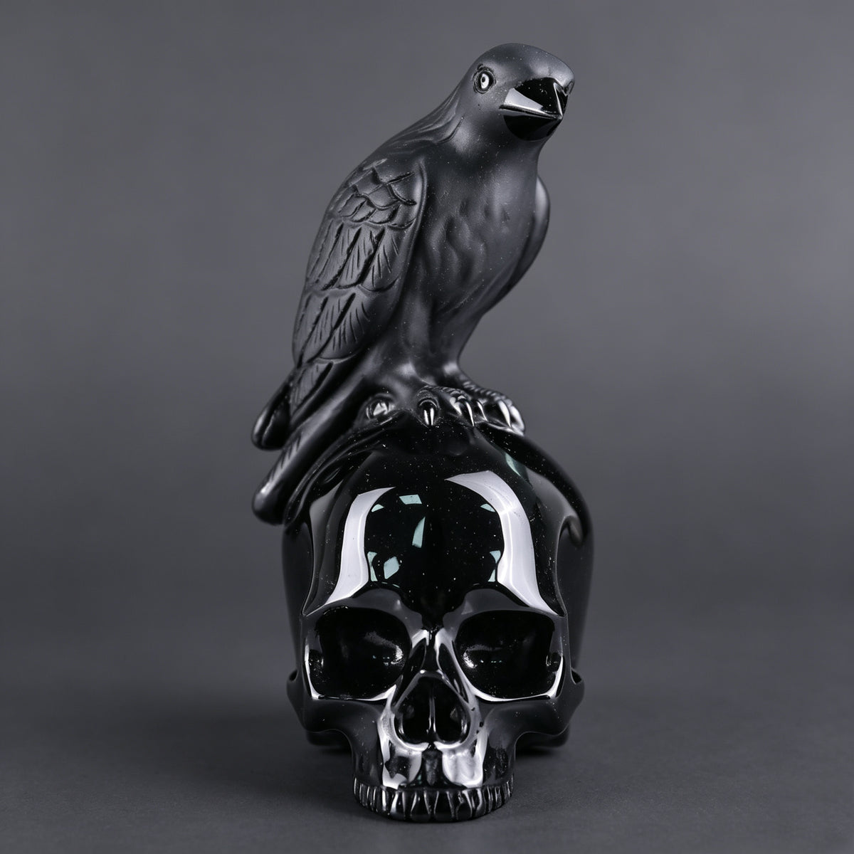 6"Black Obsidian Crystal Skull and Eagle