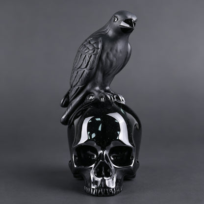 6"Black Obsidian Crystal Skull and Eagle