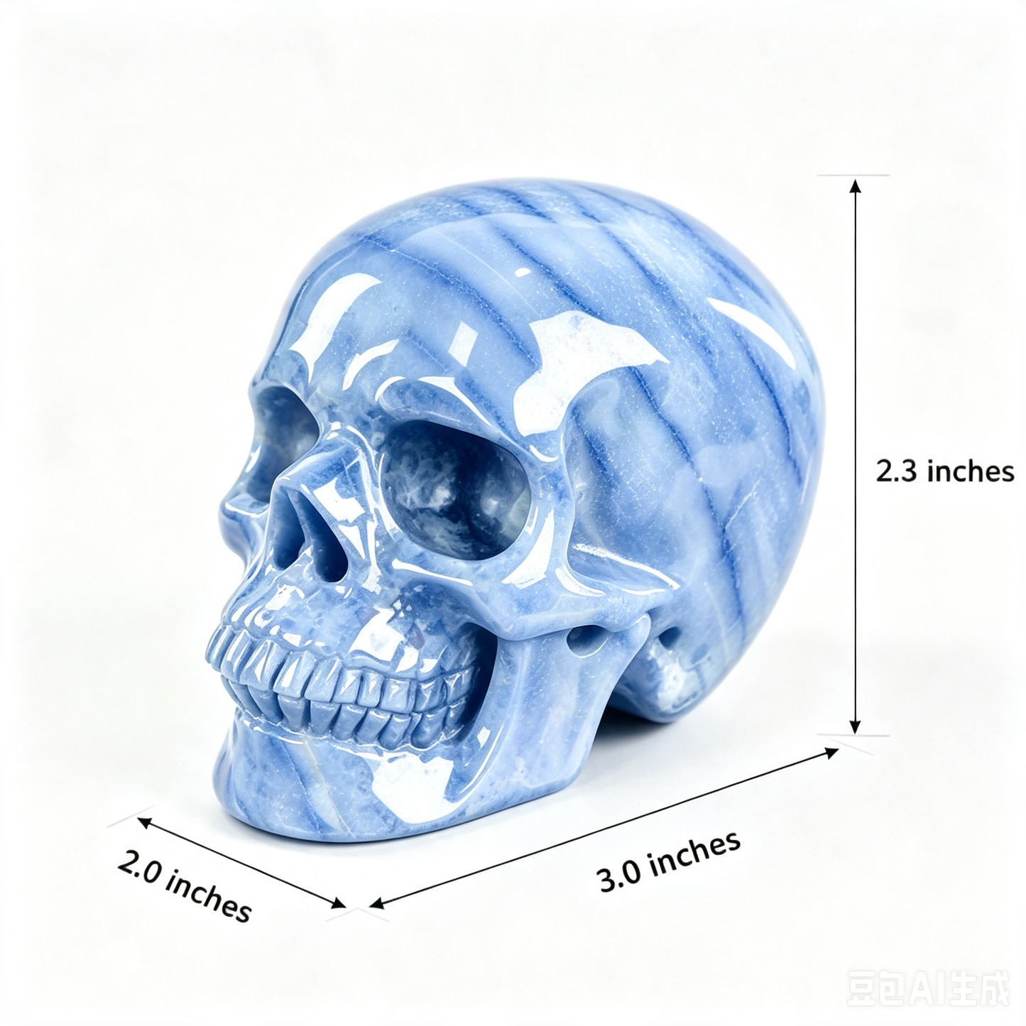 3.0"Natural Blue Aventurine Crystal Skull Spiritual Soothing Ornament