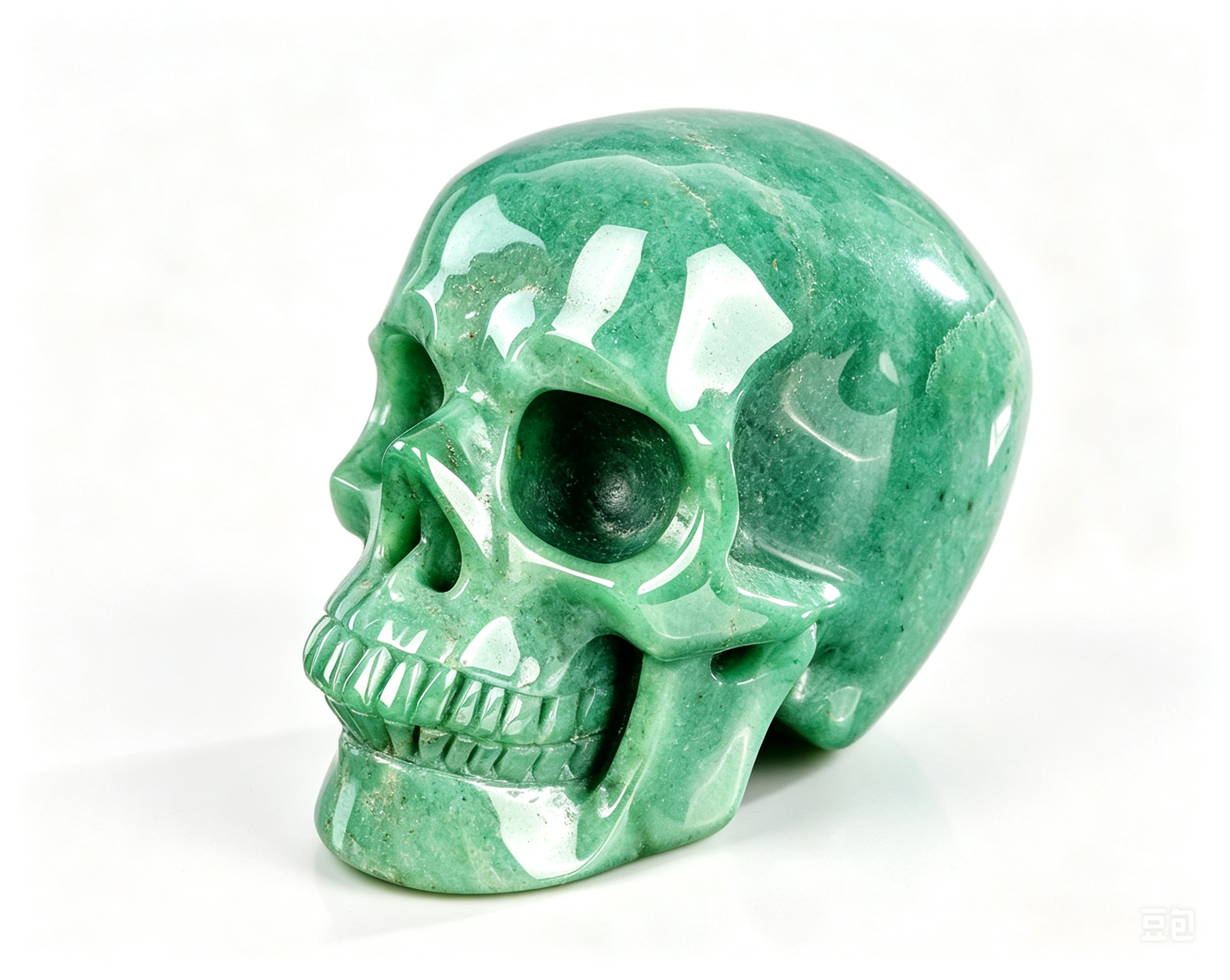 2.2"Natural Green Aventurine Crystal Skull Spiritual Prosperity Ornament