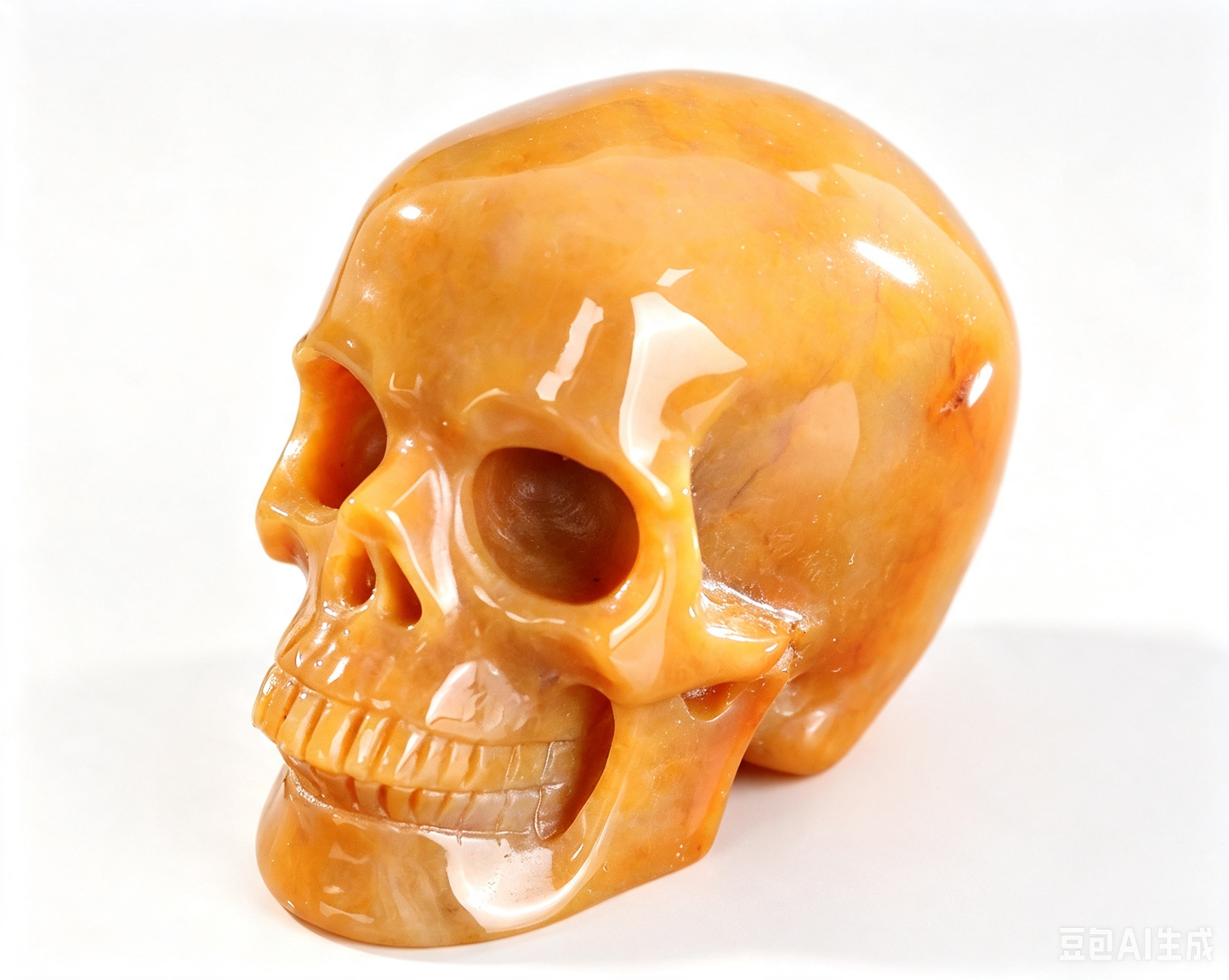 4.5"Natural Yellow Chalcedony Crystal Skull Spiritual Optimism Ornament